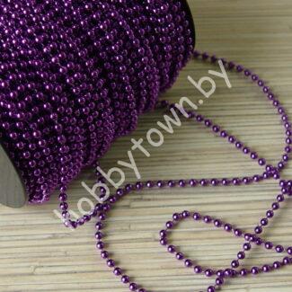 Бусины 4 мм на нитке под жемчуг (цв. фиолетовый) 1 метр