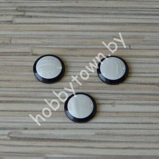 Кабошон тивертон акрил 16 мм (цв.чёрный/перламутр) 1шт.