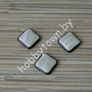 Кабошон тивертон акрил 16x16 мм (цв.чёрный/перламутр) 1шт.