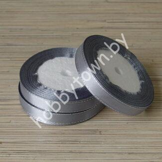 Лента атласная с люрексом 1,2 см (цв.серый/серебро) 1 м