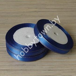 Лента атласная с люрексом 1,2 см (цв.синий/золото) 1 м