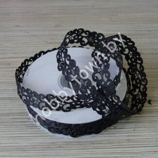 Лента декоративная "цветочный узор", 20 мм, (цв.чёрный) 1м
