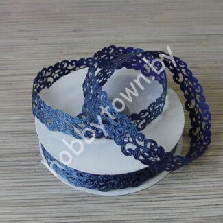 Лента декоративная "цветочный узор", 20 мм, (цв.синий) 1м
