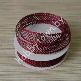 Лента декоративная "сеточка", 23 мм, (цв. бордовый) 1м