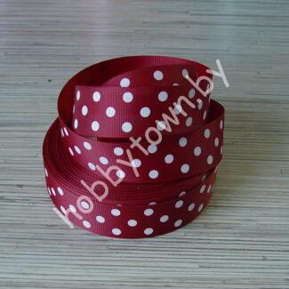 Лента репсовая крупный горох 2,5см (цв. бордовый) 1м