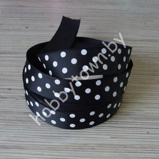 Лента репсовая крупный горох 2,5см (цв. чёрный) 1м