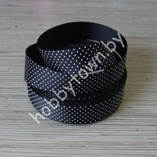 Лента репсовая мелкий горох 2,5см (цв. чёрный) 1м