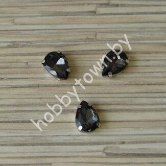 Стразы пришивные Капелька 14 мм (цв. графитовый 2) 1 шт.