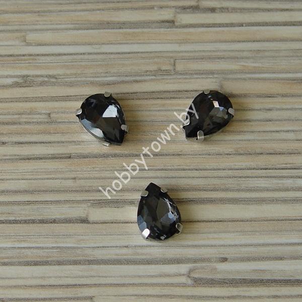 Стразы пришивные Капелька 14 мм (цв. графитовый 2) 1 шт.