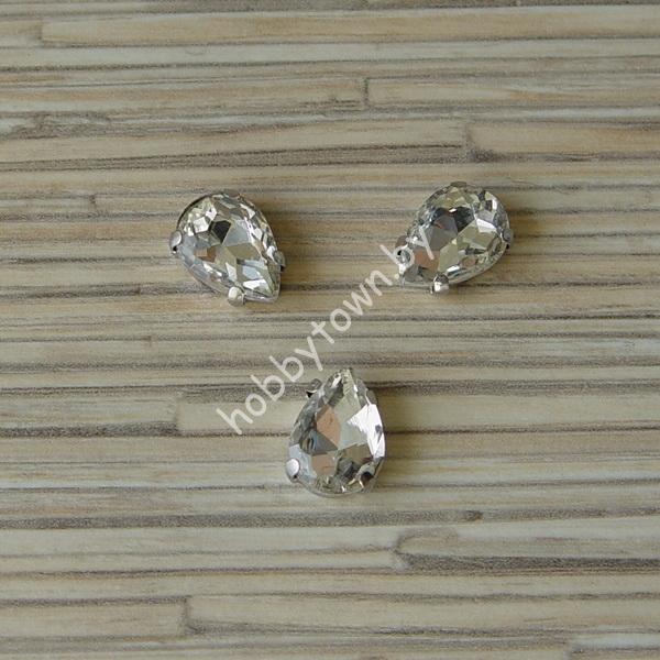 Стразы пришивные Капелька 14 мм (цв. серебро 1) 1 шт.