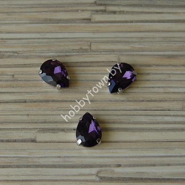 Стразы пришивные Капелька 14 мм (цв. тёмно-сиреневый 15) 1 шт.