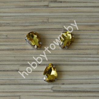 Стразы пришивные Капелька 14 мм (цв. золото 14) 1 шт.