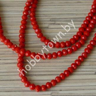 Бусины стеклянные матовые Rondelle, 6 мм (цв.красный 506 ) 10 шт.
