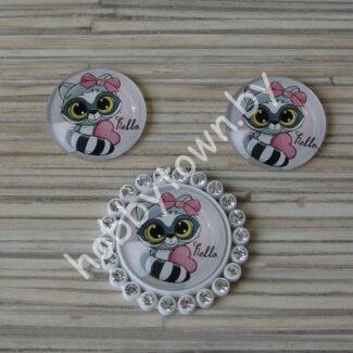 Кабошон Енот, 25 мм (стекло) 1шт.