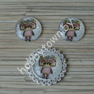 Кабошон Совушка в очках, 25 мм (стекло) 1шт.