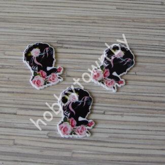 Кабошон-вырубка Девушка, силуэт 25x35 мм 1шт.