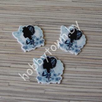 Кабошон-вырубка Девушка, силуэт 32x35 мм 1шт.