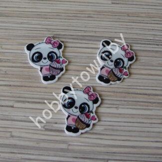 Кабошон-вырубка Панда,  28x37 мм 1шт.