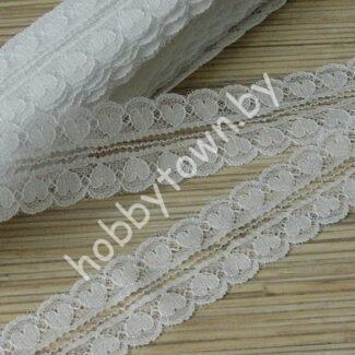 Кружево-трикотаж 30 мм Сердечки (цв. белый ) 1 м