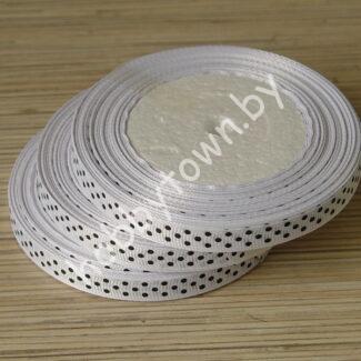 Лента репсовая горох 1 см (цв. белый) 1м