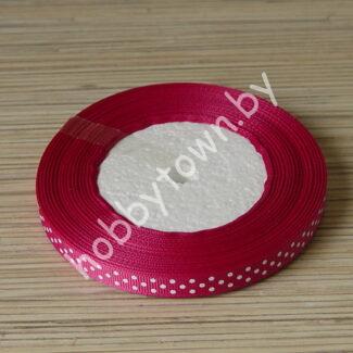 Лента репсовая горох 1 см (цв. фуксия) 1м