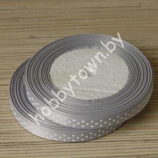 Лента репсовая горох 1 см (цв. светло-серый) 1м
