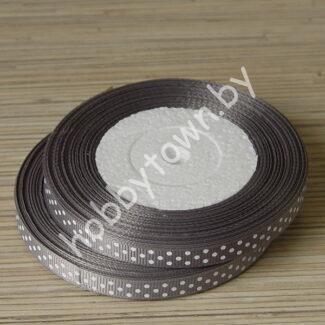 Лента репсовая горох 1 см (цв. тёмно-серый) 1м