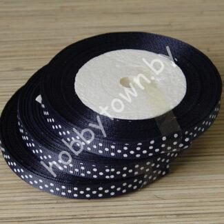 Лента репсовая горох 1 см (цв. тёмно-тёмно-синий) 1м