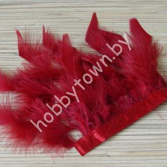 Перья декоративные на ленте (цв.бордовый) отрез 10 см