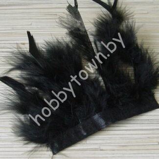 Перья декоративные на ленте (цв.чёрный) отрез 10 см