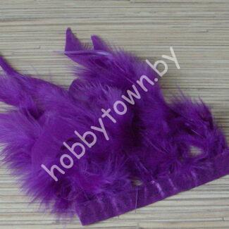 Перья декоративные на ленте (цв.фиолетовый) отрез 10 см