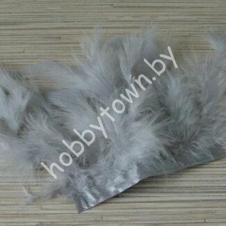 Перья декоративные на ленте (цв.серый) отрез 10 см