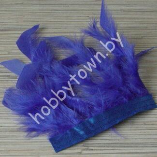 Перья декоративные на ленте (цв.синий) отрез 10 см