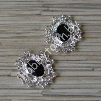 Серединка ювелирная 30×33 мм (цв.серебро/чёрный 6) 1 шт.