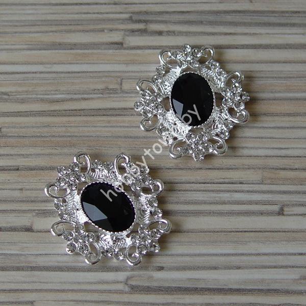 Серединка ювелирная 30×33 мм (цв.серебро/чёрный 6) 1 шт.