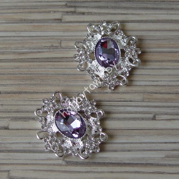 Серединка ювелирная 30×33 мм (цв.серебро/фиолетовый 2) 1 шт.