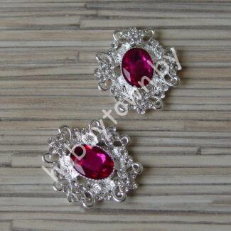 Серединка ювелирная 30×33 мм (цв.серебро/фуксия 23) 1 шт.