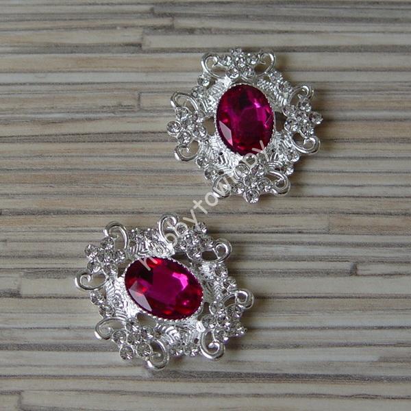 Серединка ювелирная 30×33 мм (цв.серебро/фуксия 23) 1 шт.