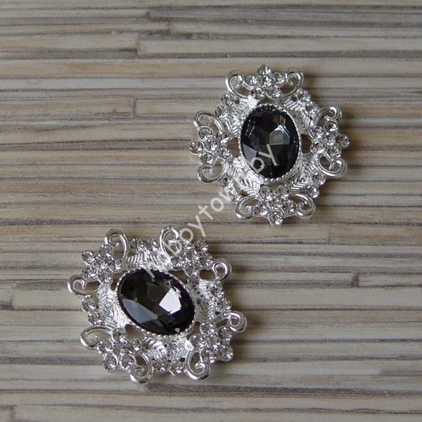 Серединка ювелирная 30×33 мм (цв.серебро/графитовый 4) 1 шт.