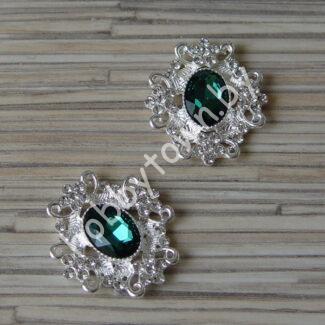 Серединка ювелирная 30×33 мм (цв.серебро/изумрудный 14) 1 шт.