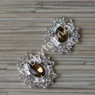 Серединка ювелирная 30×33 мм (цв.серебро/коричневый 26) 1 шт.