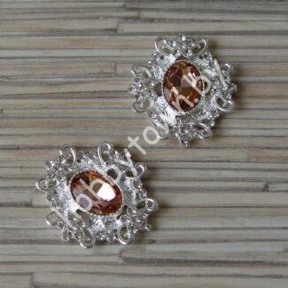 Серединка ювелирная 30×33 мм (цв.серебро/персиковый 5) 1 шт.