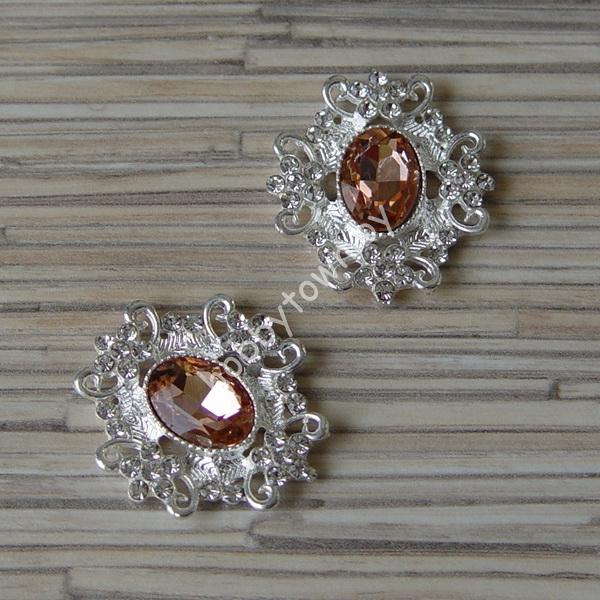 Серединка ювелирная 30×33 мм (цв.серебро/персиковый 5) 1 шт.