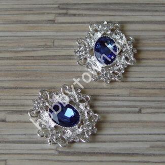 Серединка ювелирная 30×33 мм (цв.серебро/синий 18) 1 шт.