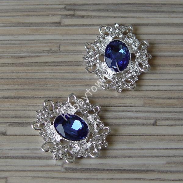 Серединка ювелирная 30×33 мм (цв.серебро/синий 18) 1 шт.