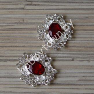 Серединка ювелирная 30×33 мм (цв.серебро/ бордовый 1) 1 шт.