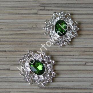 Серединка ювелирная 30×33 мм (цв.серебро/зелёный 3) 1 шт.