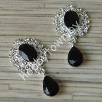 Серединка ювелирная с подвеской 25x45 мм (цв.серебро/чёрный 6) 1 шт.