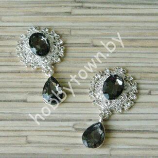 Серединка ювелирная с подвеской 25x45 мм (цв.серебро/графитовый 4) 1 шт.