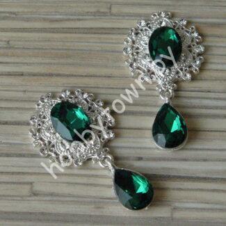 Серединка ювелирная с подвеской 25x45 мм (цв.серебро/изумрудный 14) 1 шт.